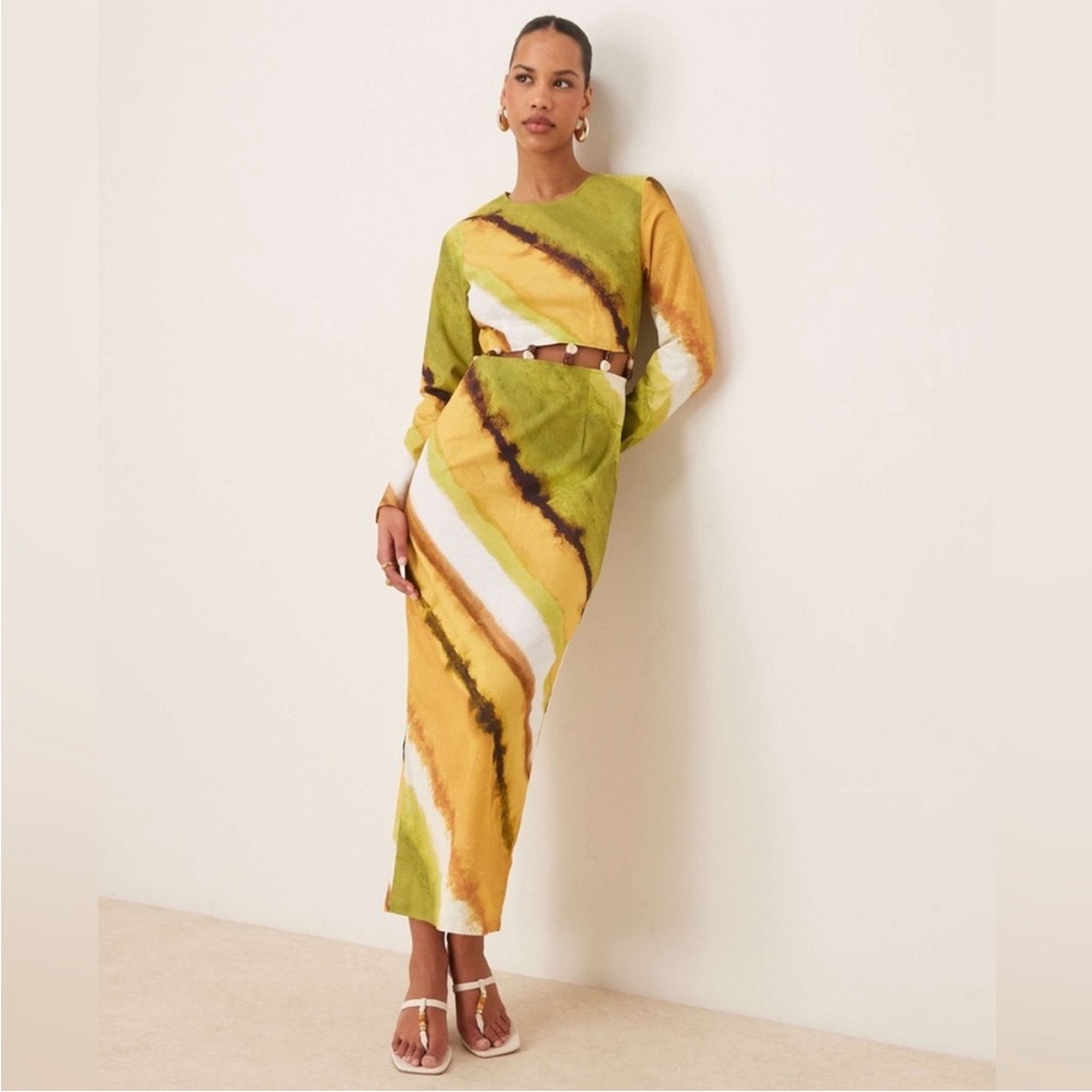 NWT Never Fully Dressed cut-out waist midaxi dress in green ombre Alba dress - Picture 4 of 13